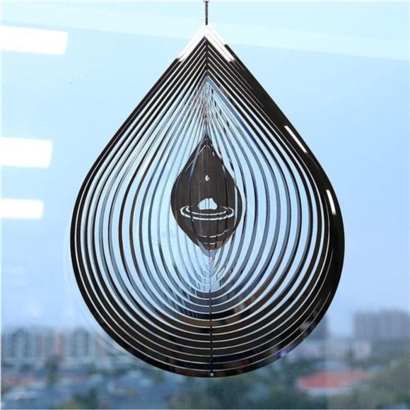 Wind Spinner 3D Stainless Steel Metal Sculptures Decorations, 3D Water Droplets - Picture 4 of 7